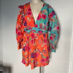 Misa Hylton for INC International Concepts Ruffle V-neck floral  Dress XXL